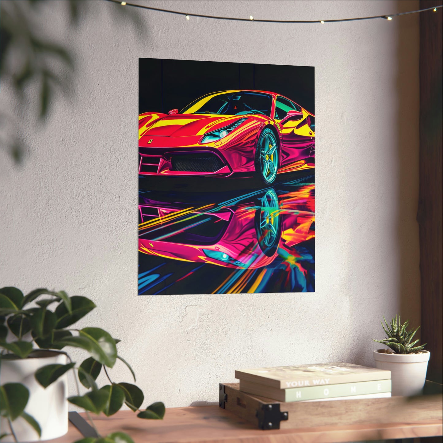 Premium Matte Vertical Posters Pink Ferrari Macro 1