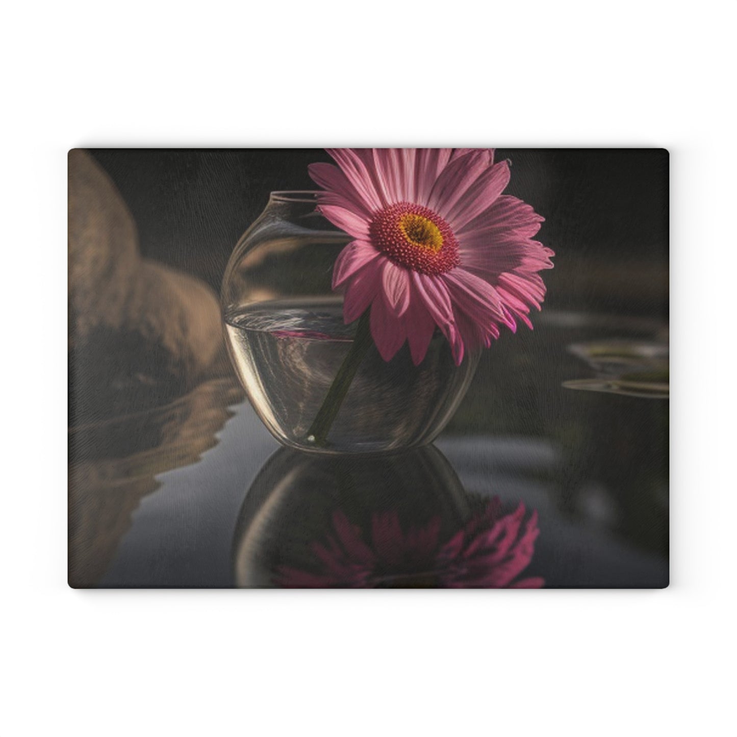 Glass Cutting Board Pink Daisy 2