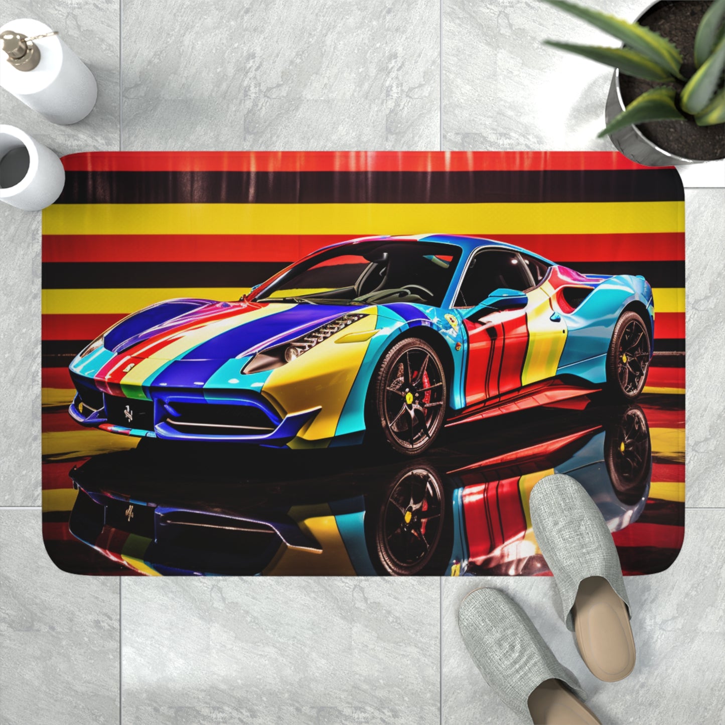 Memory Foam Bath Mat Hyper Colorfull Ferrari 2