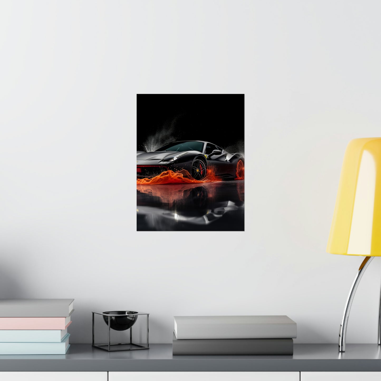 Premium Matte Vertical Posters Ferrari Water Splash 3