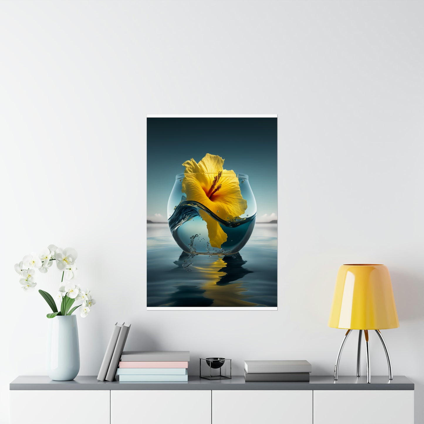 Premium Matte Vertical Posters Yellow Hibiscus glass 4