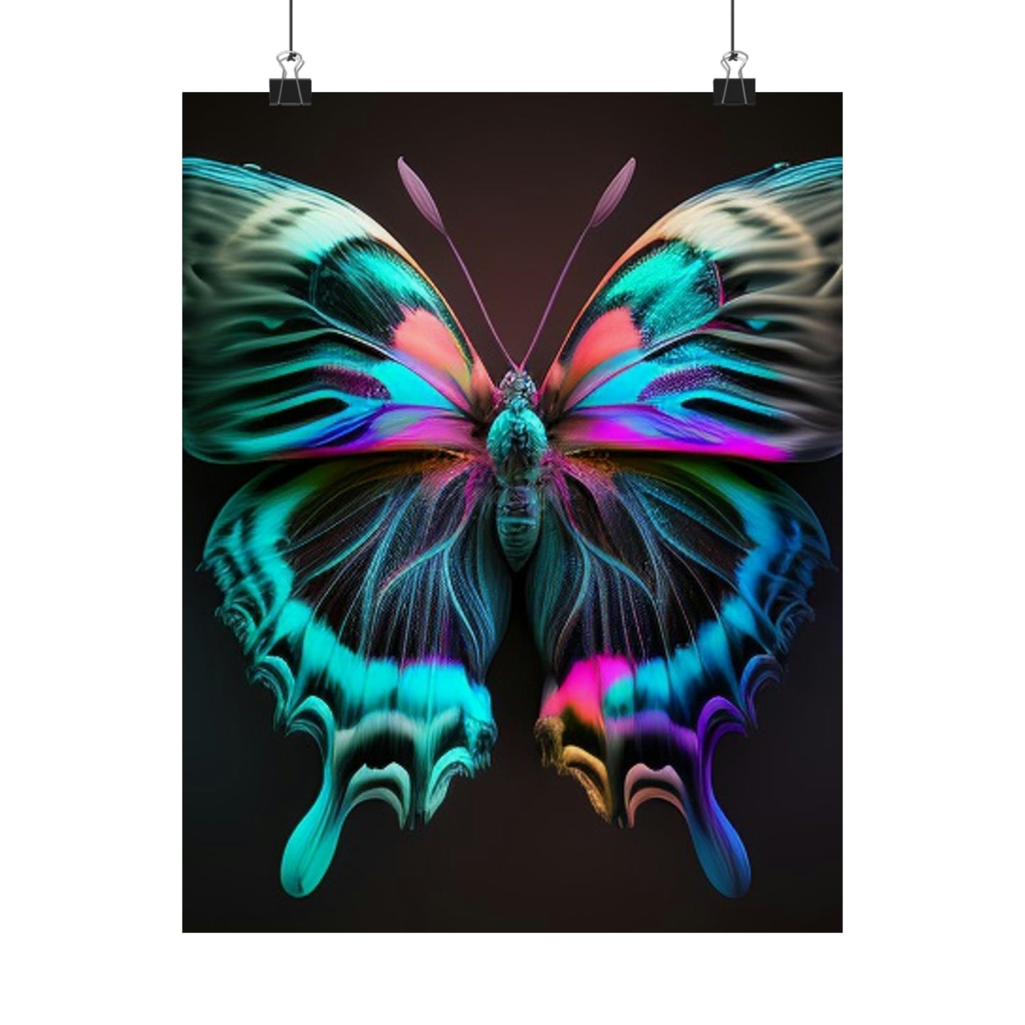 Premium Matte Vertical Posters Neon Butterfly Fusion 3