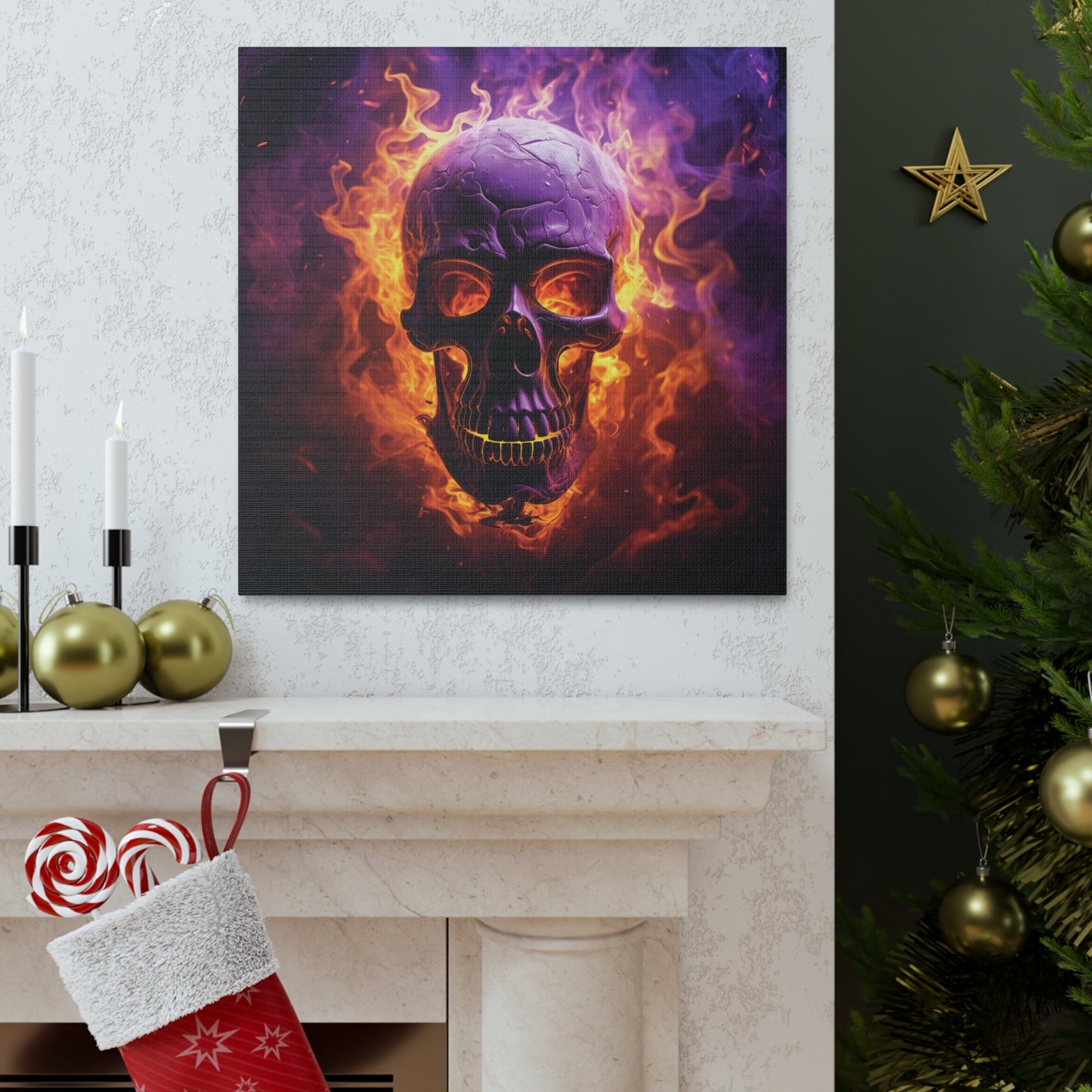 Canvas Gallery Wraps Skull Flames 3