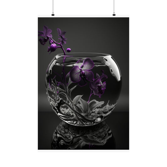 Premium Matte Vertical Posters Purple Orchid Glass vase 3