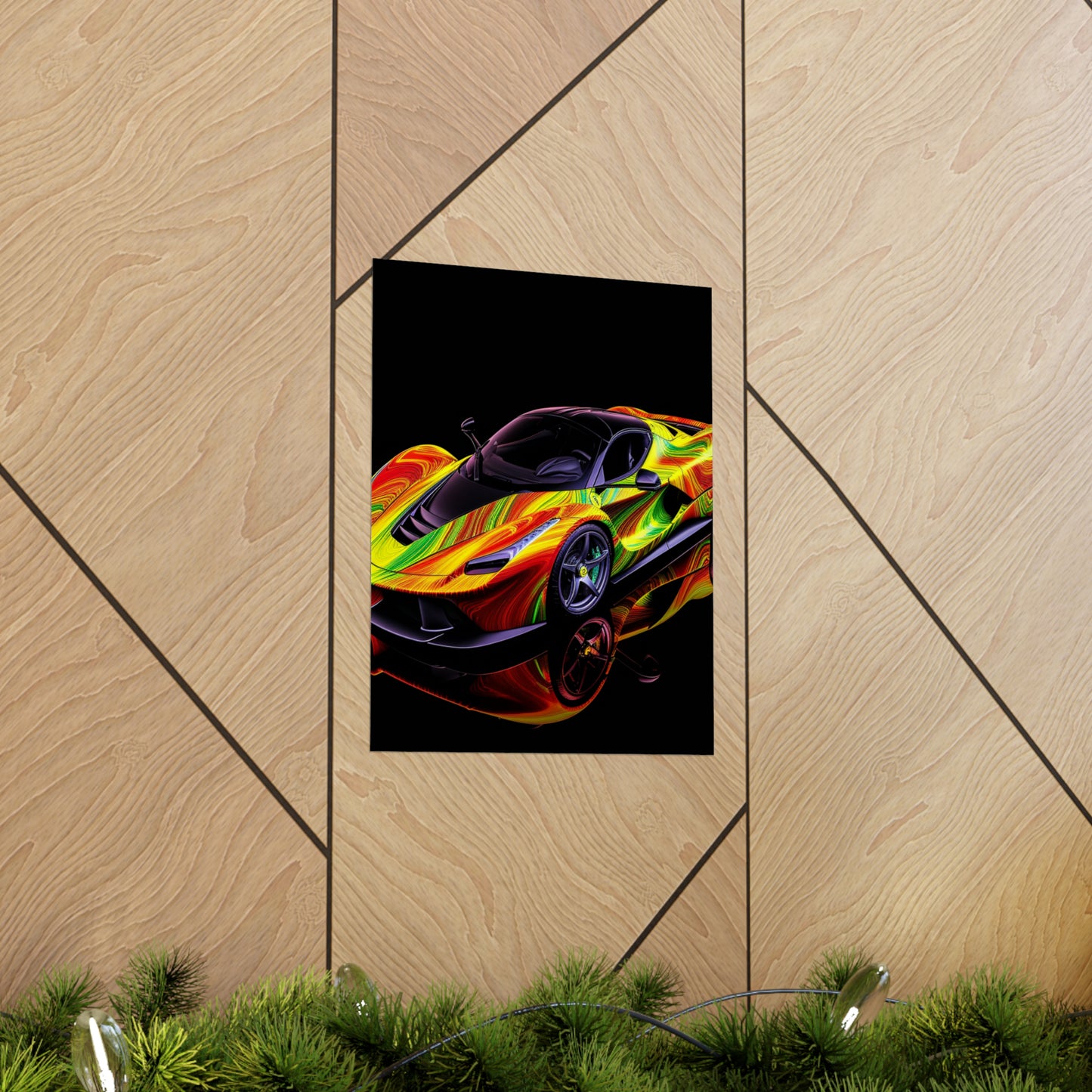 Premium Matte Vertical Posters Ferrari Neon 4