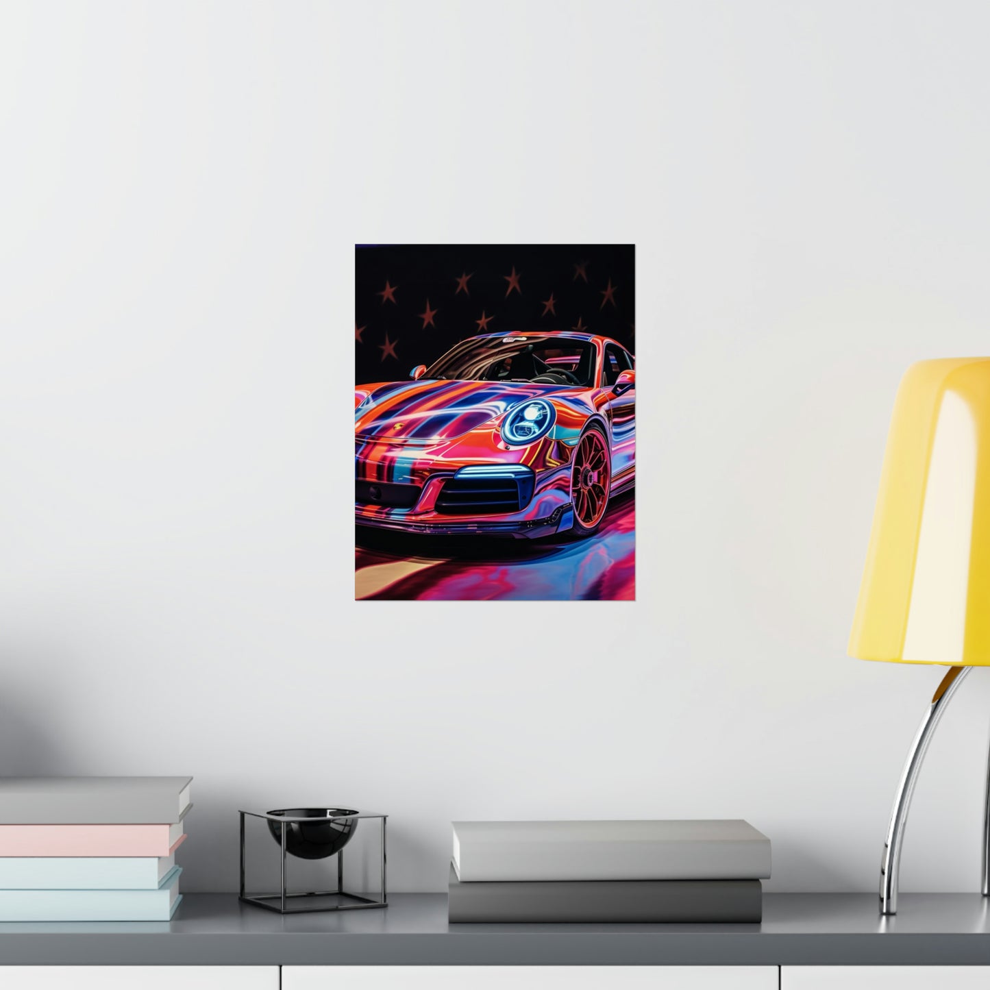 Premium Matte Vertical Posters American Flag Colored Porsche 3