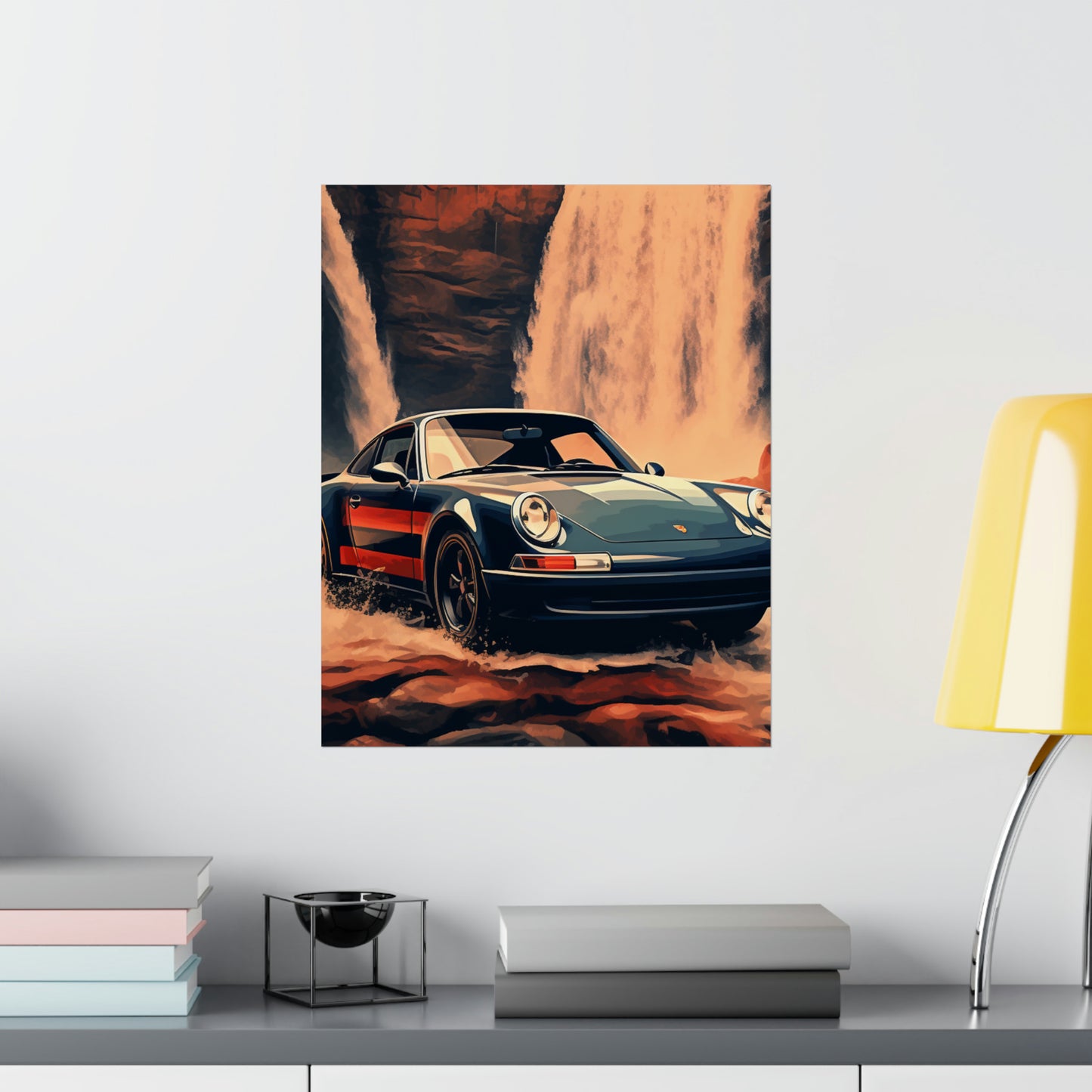 Premium Matte Vertical Posters American Flag Porsche Abstract 3