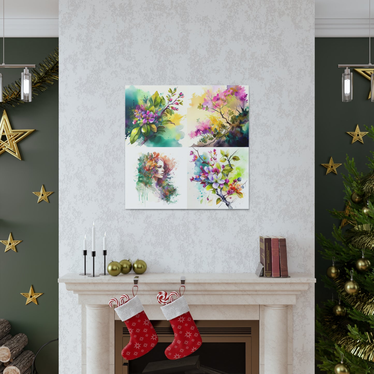 Canvas Gallery Wraps Mother Nature Bright Spring Colors Realistic Watercolor 5
