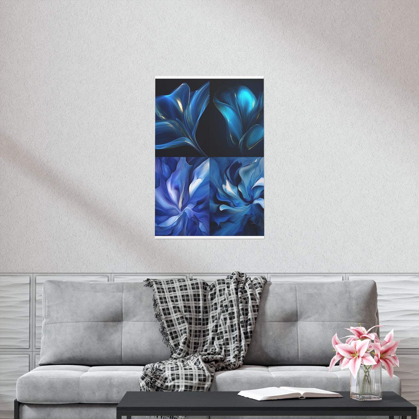 Premium Matte Vertical Posters Abstract Blue Tulip 5