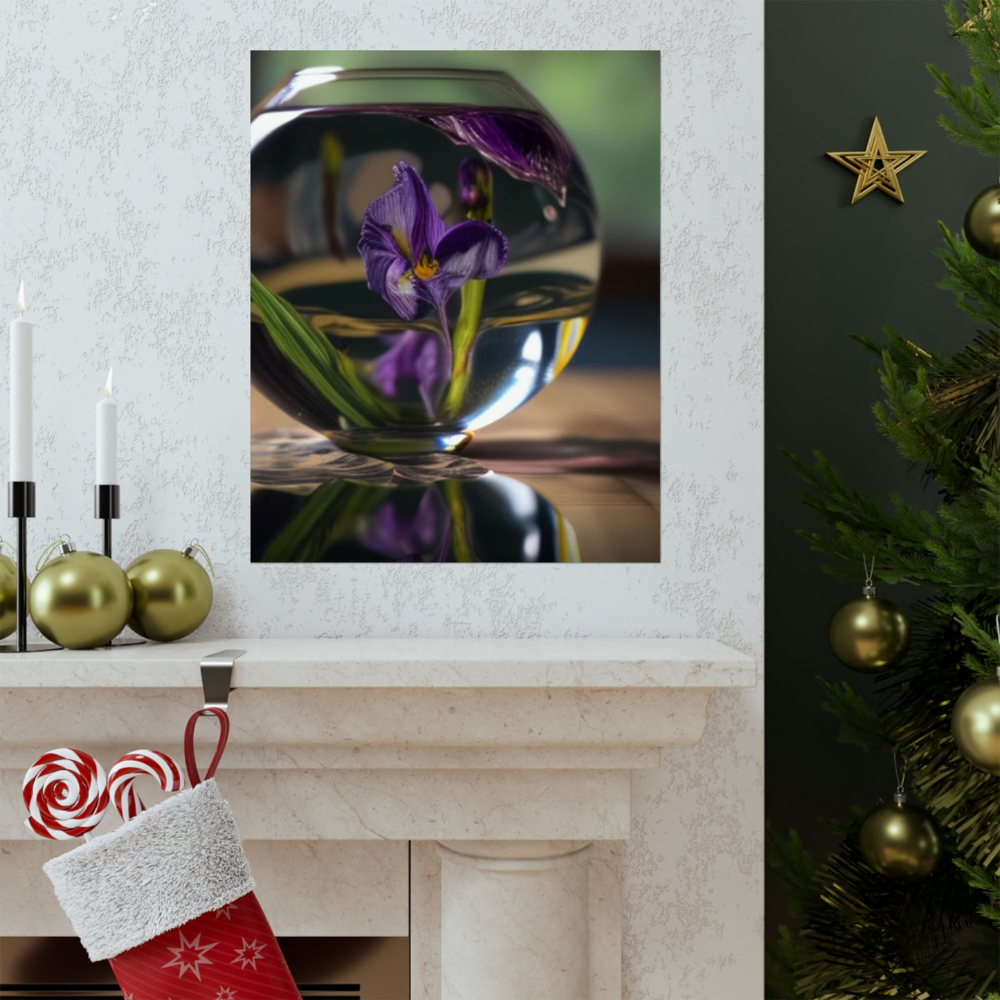 Premium Matte Vertical Posters Purple Iris in a vase 1