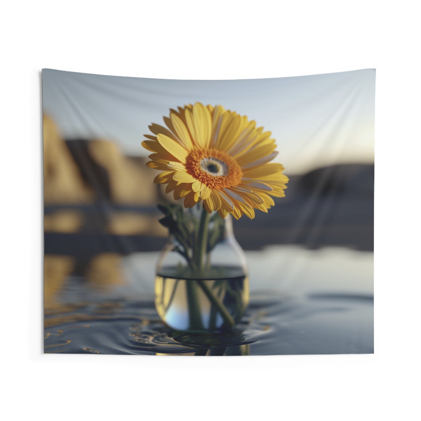 Indoor Wall Tapestries yello Gerbera glass 4
