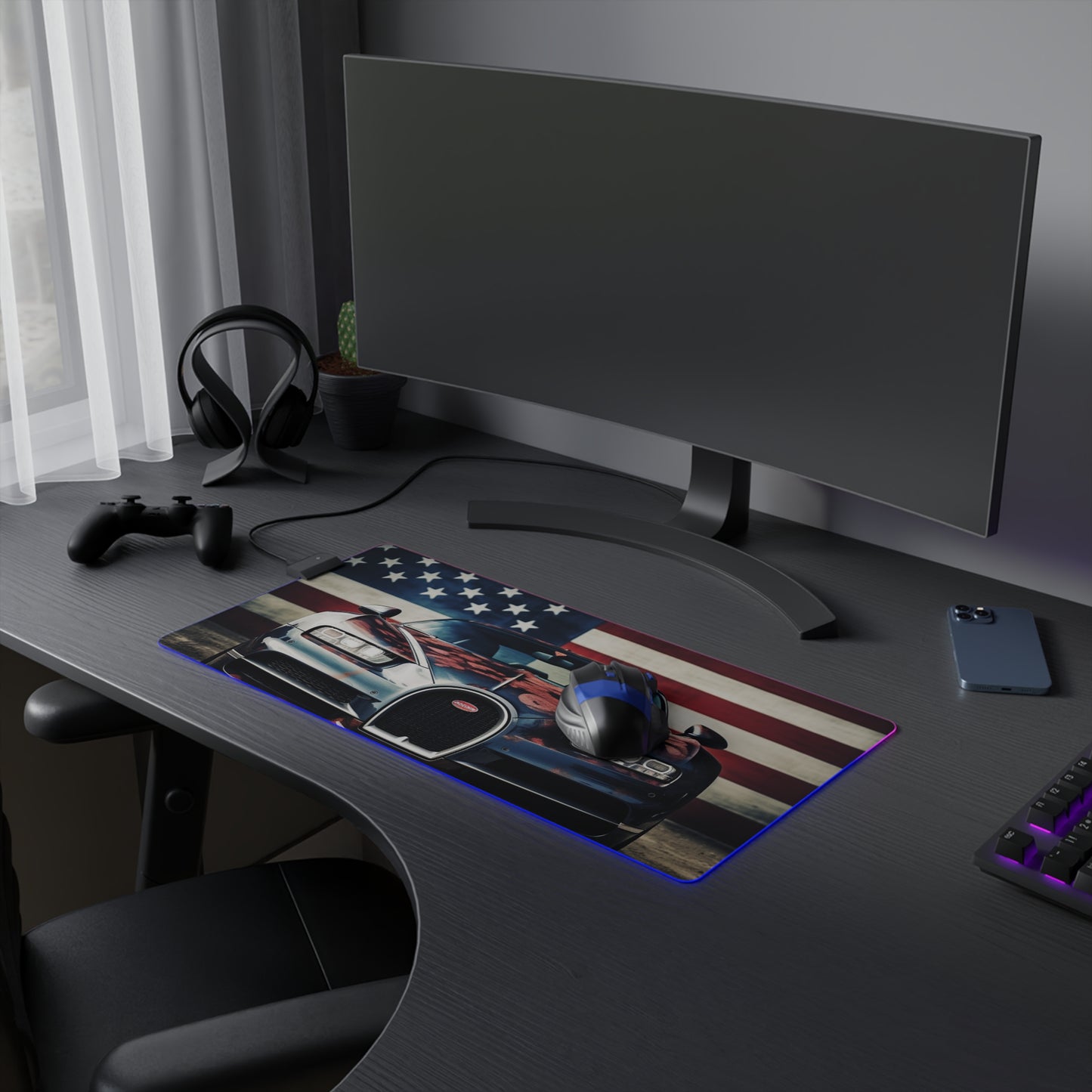 LED Gaming Mouse Pad Bugatti Flag 3