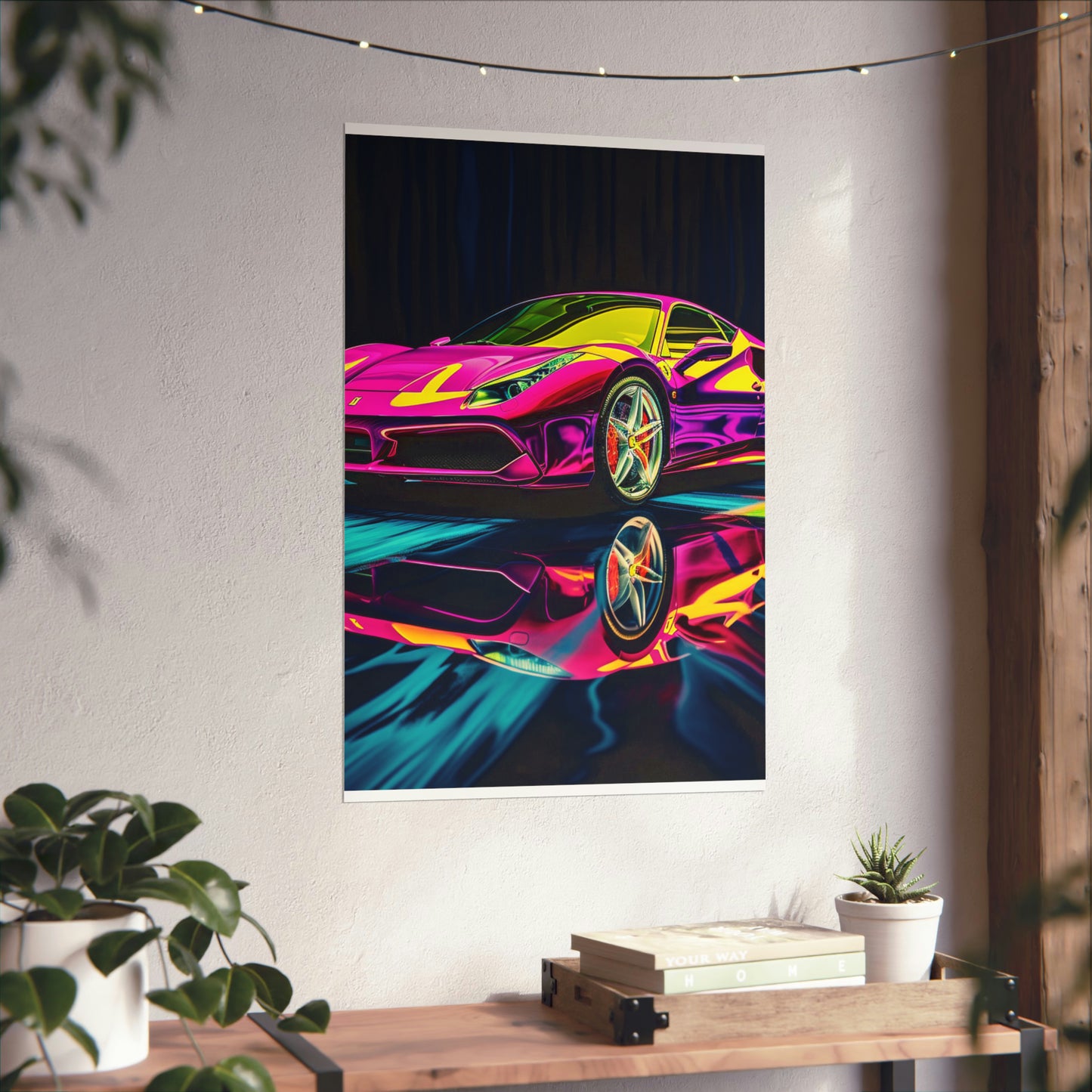 Premium Matte Vertical Posters Pink Ferrari Macro 3