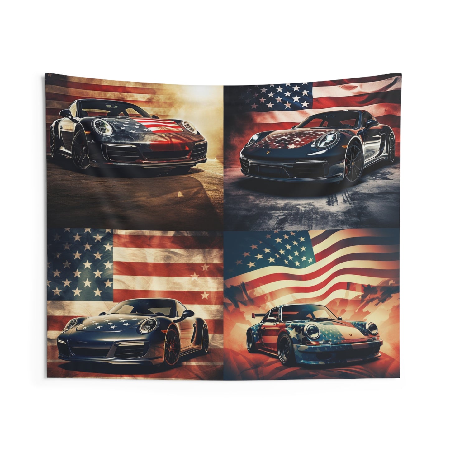 Indoor Wall Tapestries Abstract American Flag Background Porsche 5