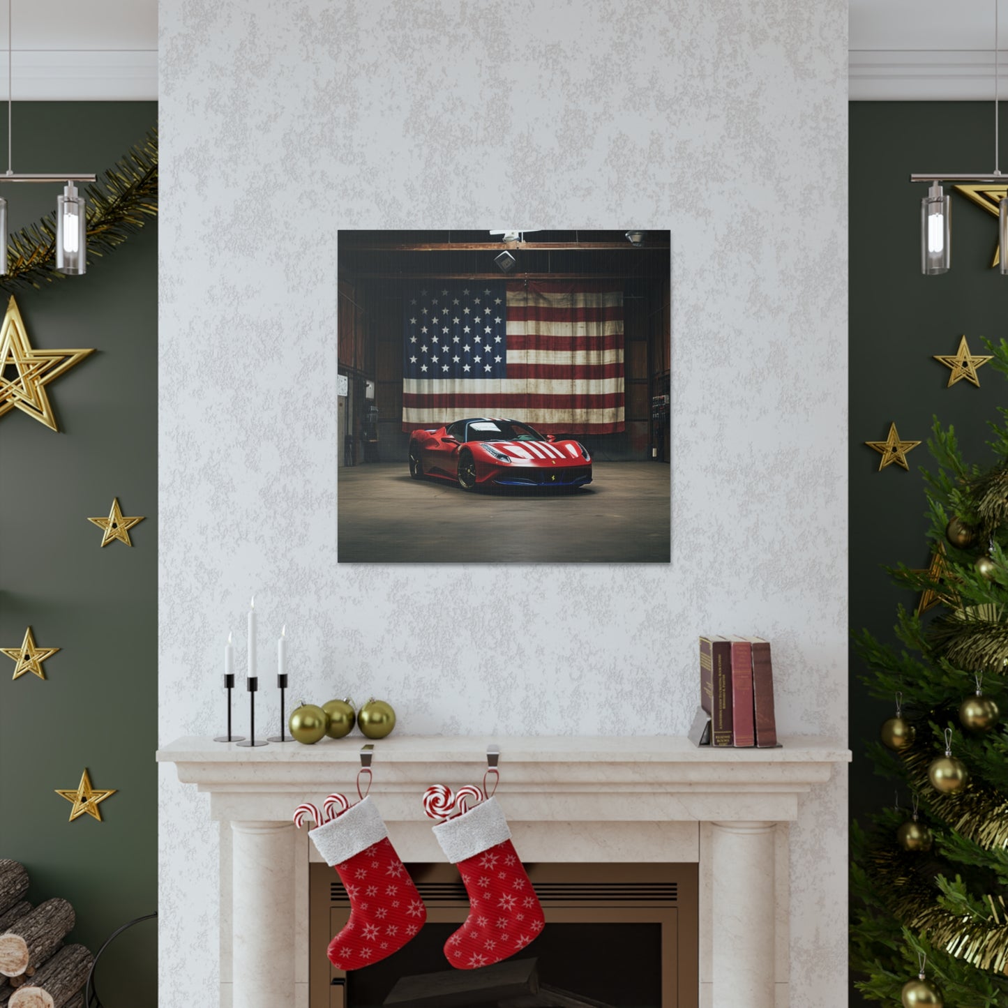 Canvas Gallery Wraps American Flag Farrari 4