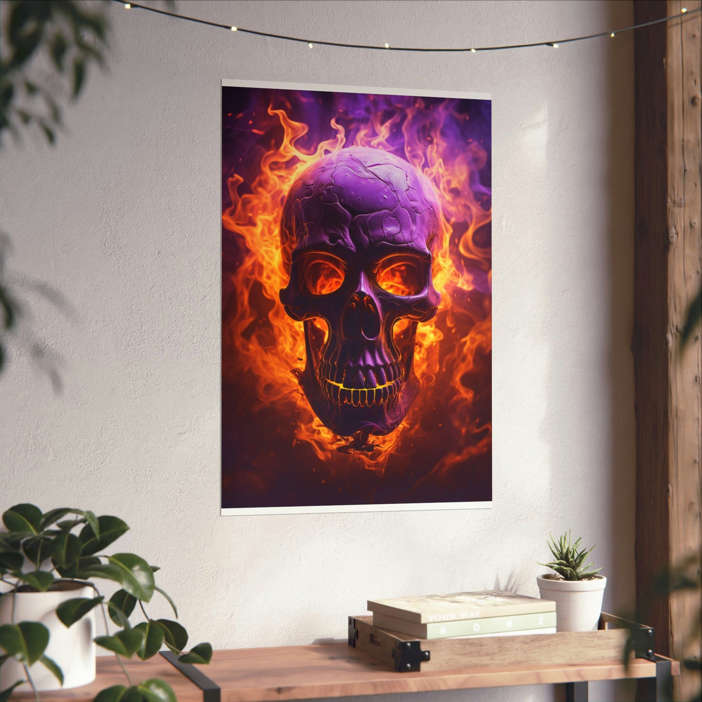 Premium Matte Vertical Posters Skull Flames 3