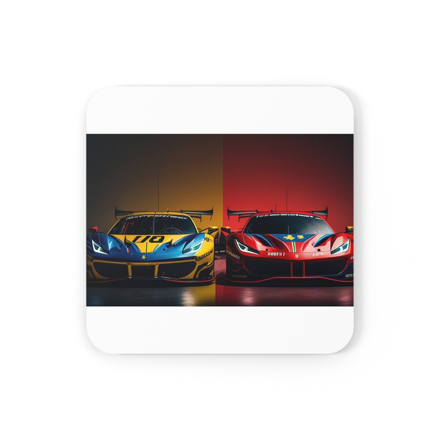 Corkwood Coaster Set Ferrari Red Blue 3