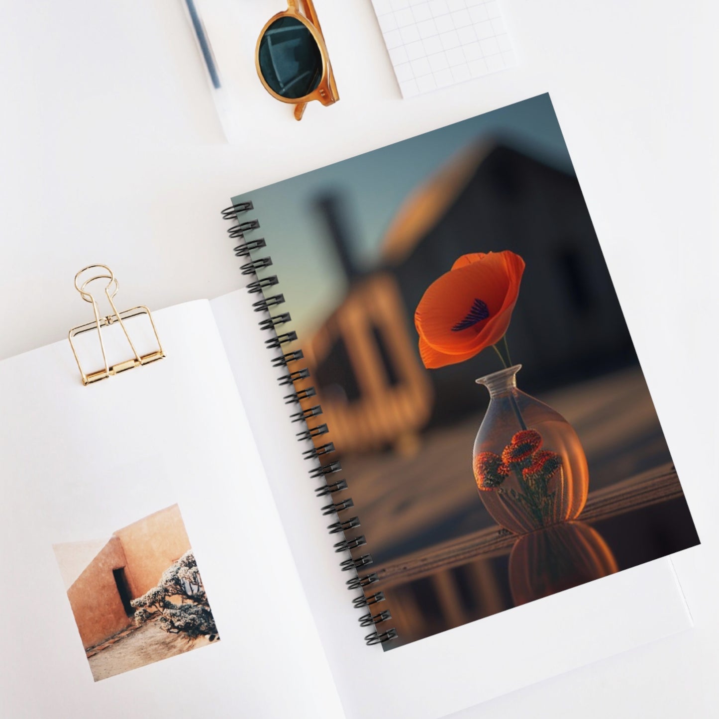 Spiral Notebook - Ruled Line Orange Poppy in a Vase 3