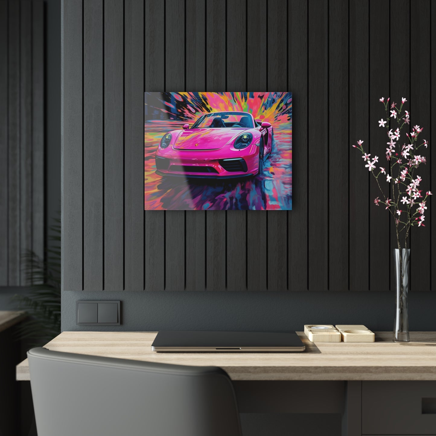 Acrylic Prints Pink Porsche water fusion 2