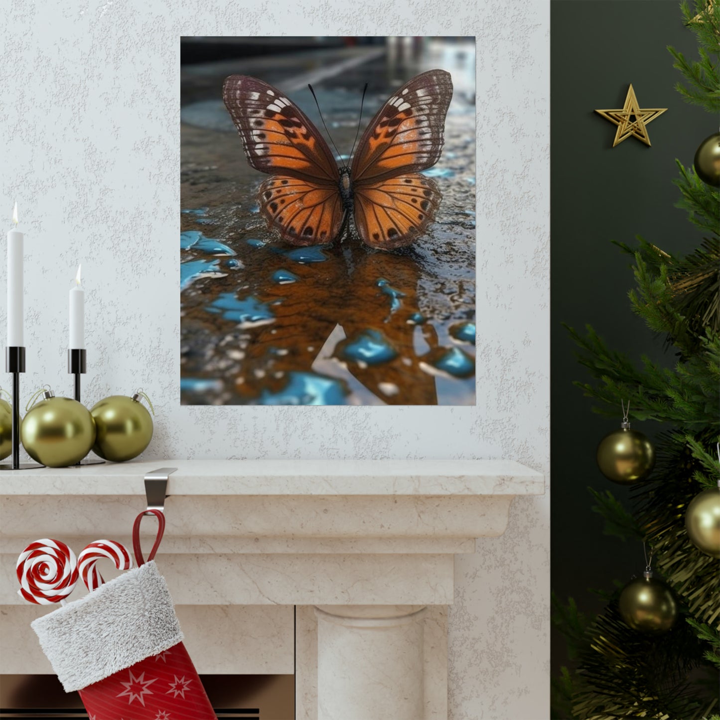 Premium Matte Vertical Posters Water Butterfly Street 2