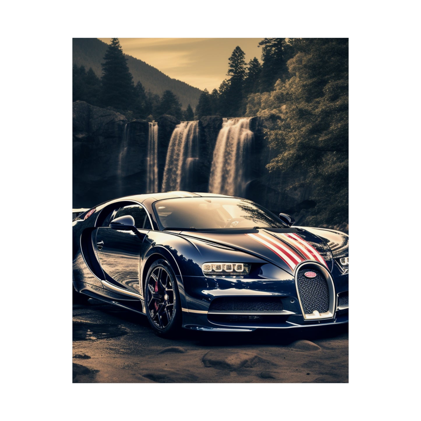 Premium Matte Vertical Posters Bugatti Waterfall 2