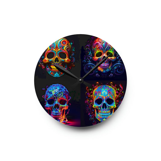 Acrylic Wall Clock Macro Skull Color 5