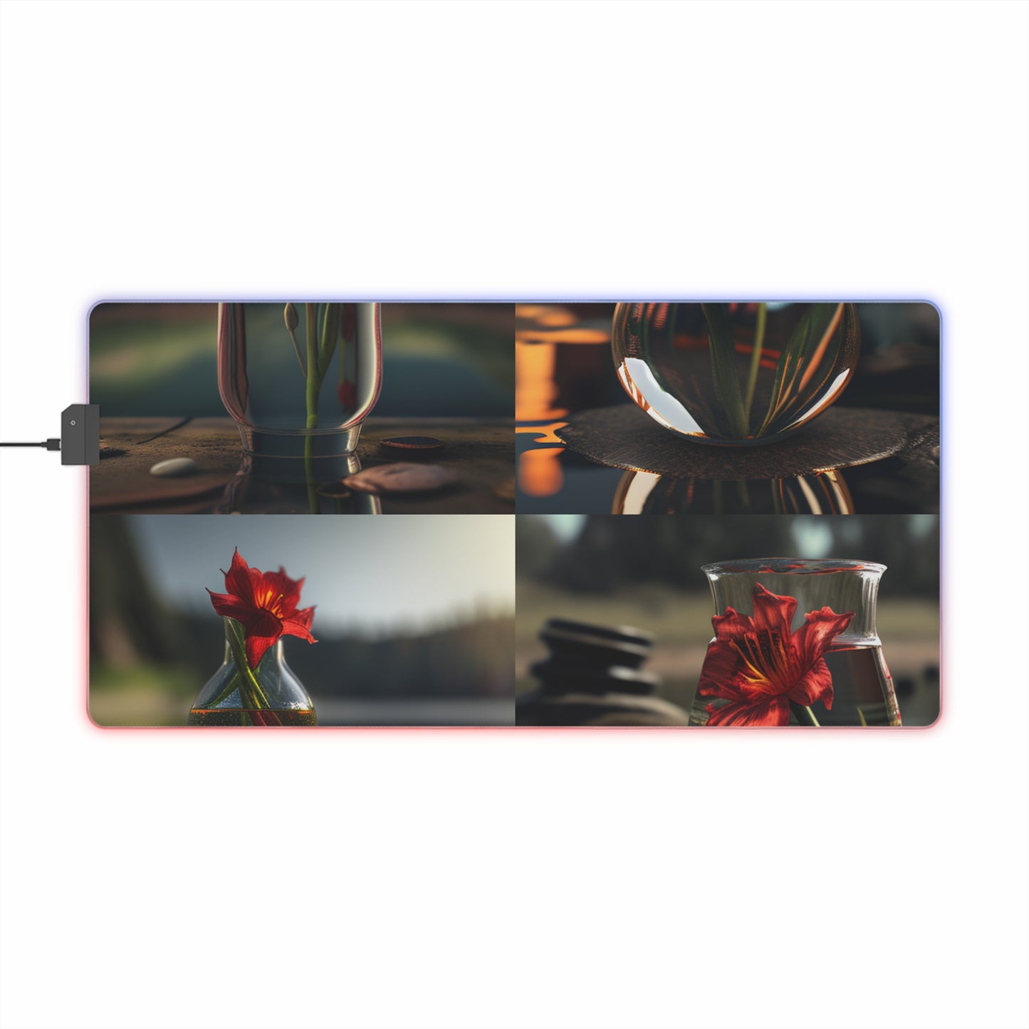 LED Gaming Mouse Pad Red Lily in a Glass vase 5