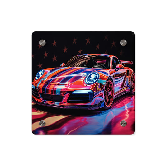 Acrylic Wall Art Panels Macro American Flag Porsche 4