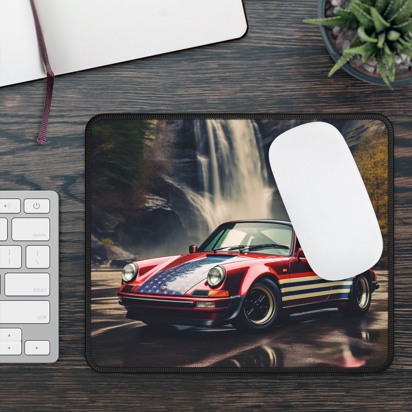 Gaming Mouse Pad  American Flag Porsche Abstract 1