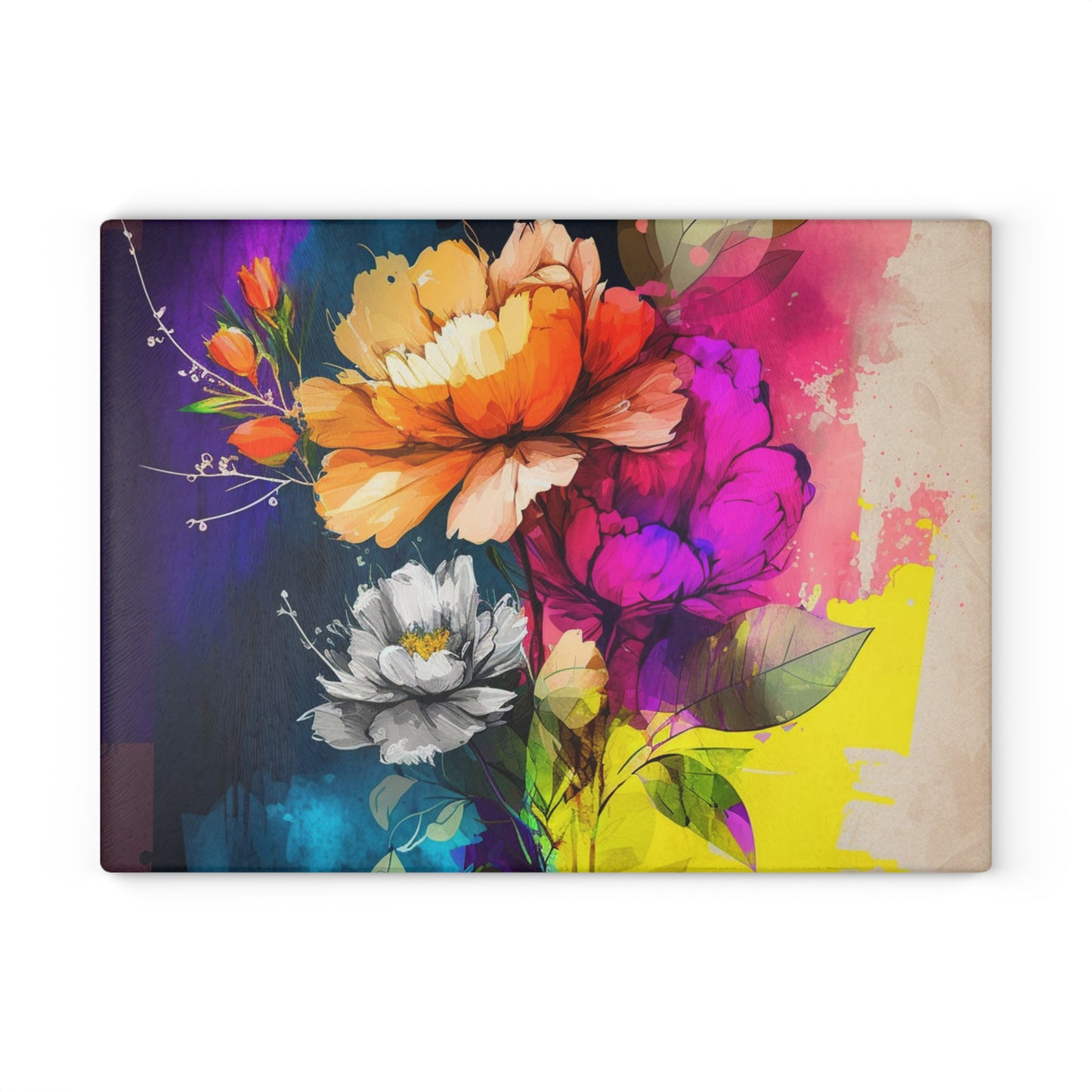 Glass Cutting Board Bright Spring Flowers 4