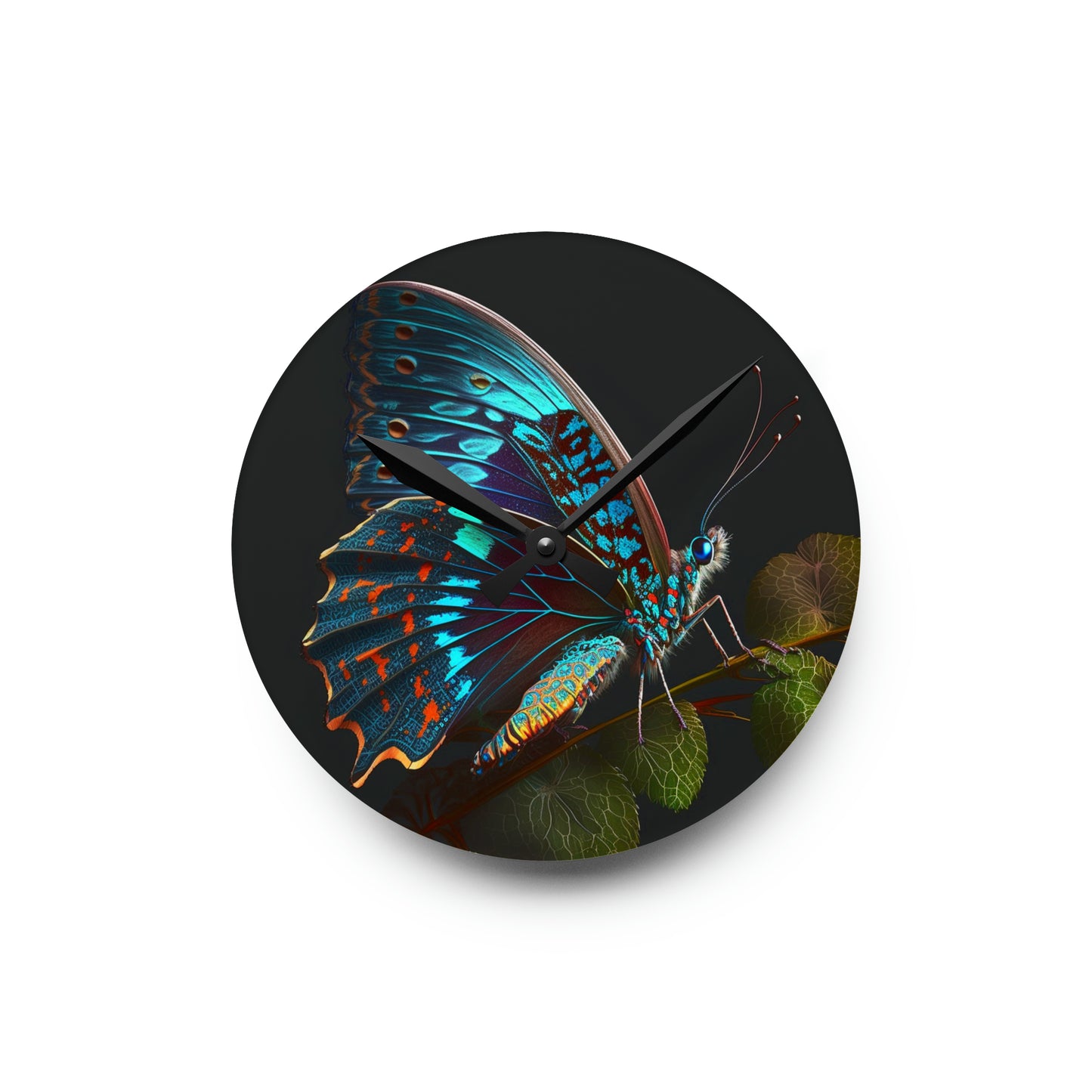 Acrylic Wall Clock Hue Neon Butterfly 2