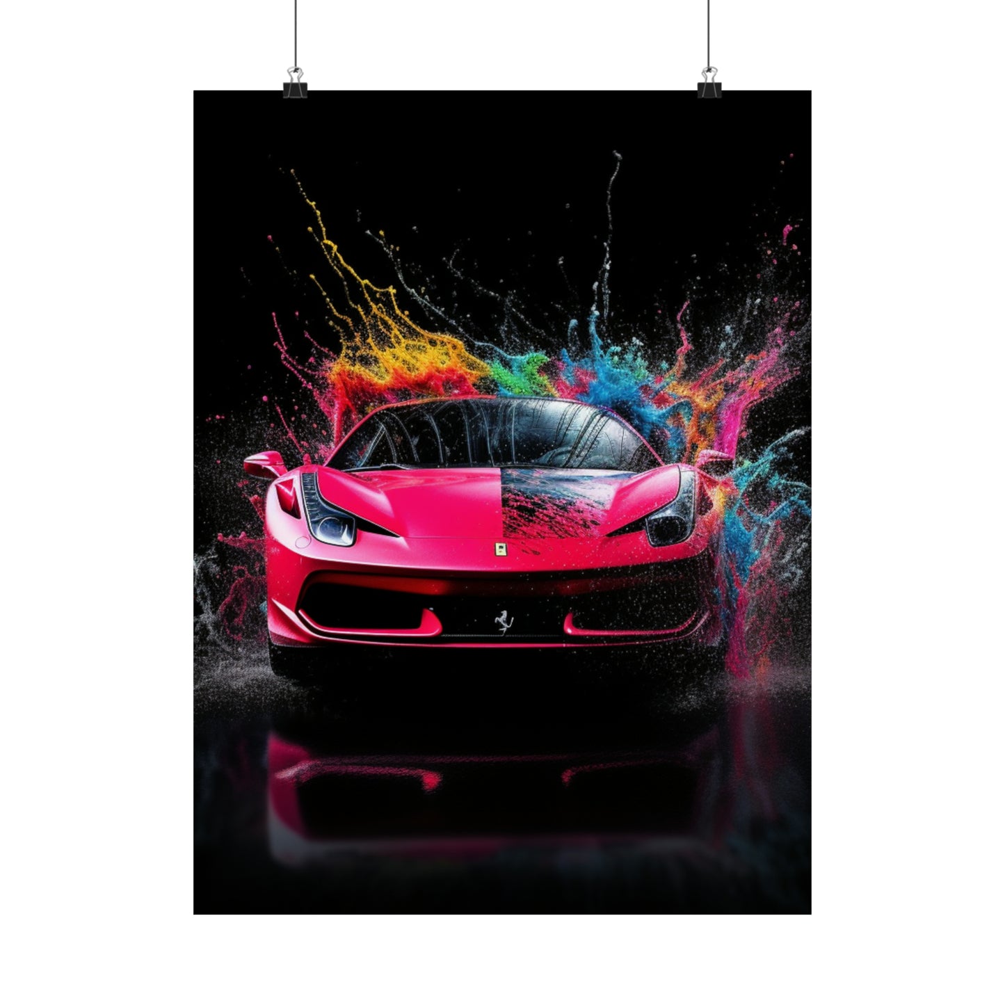 Premium Matte Vertical Posters Ferrari Water Splash 2