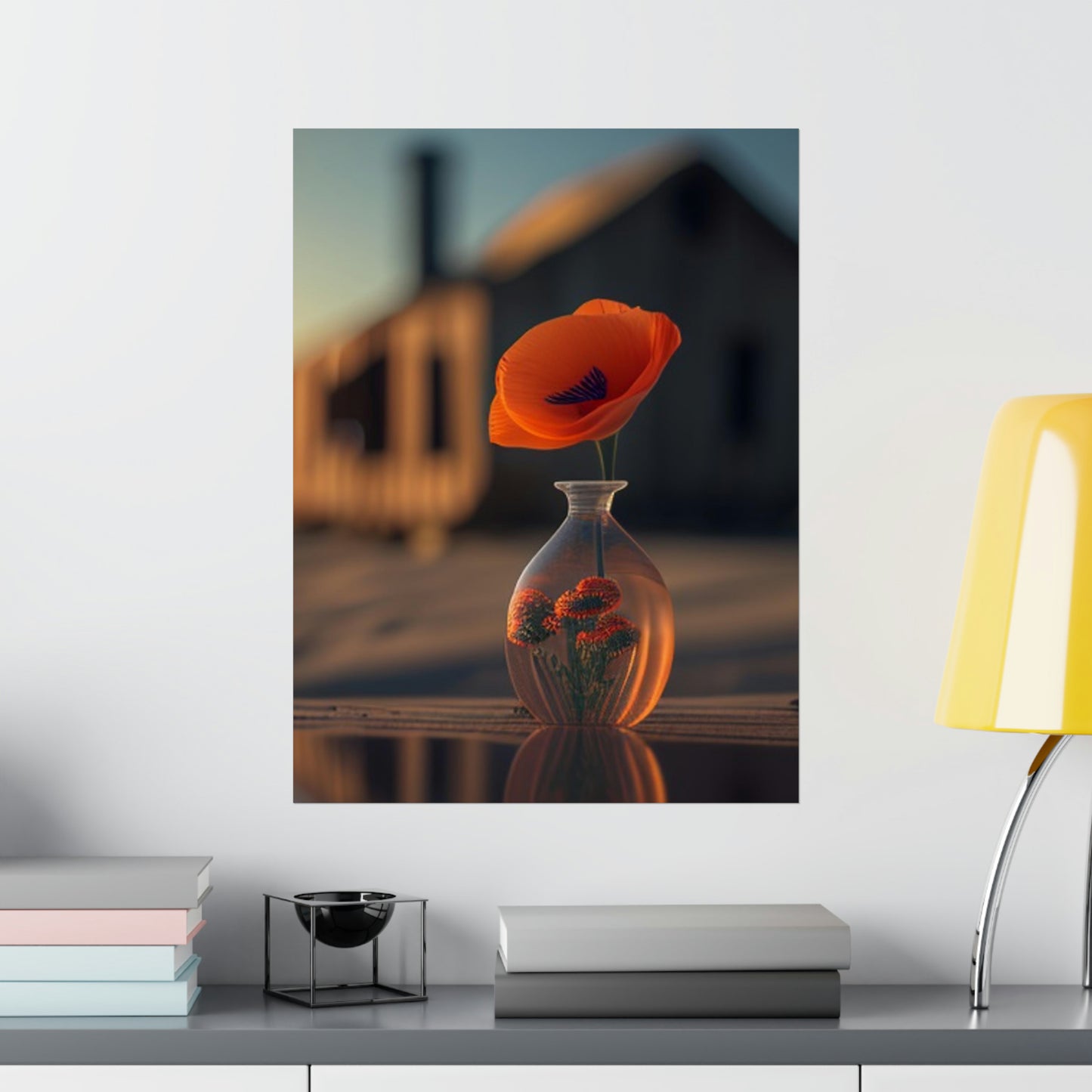 Premium Matte Vertical Posters Orange Poppy in a Vase 3