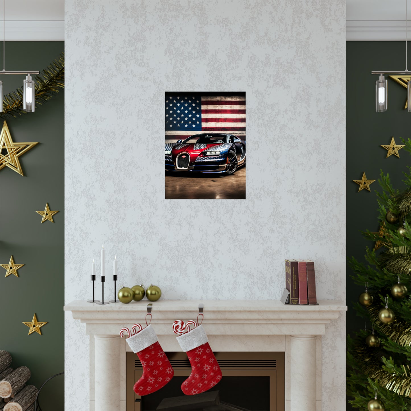 Premium Matte Vertical Posters Bugatti American Flag 1