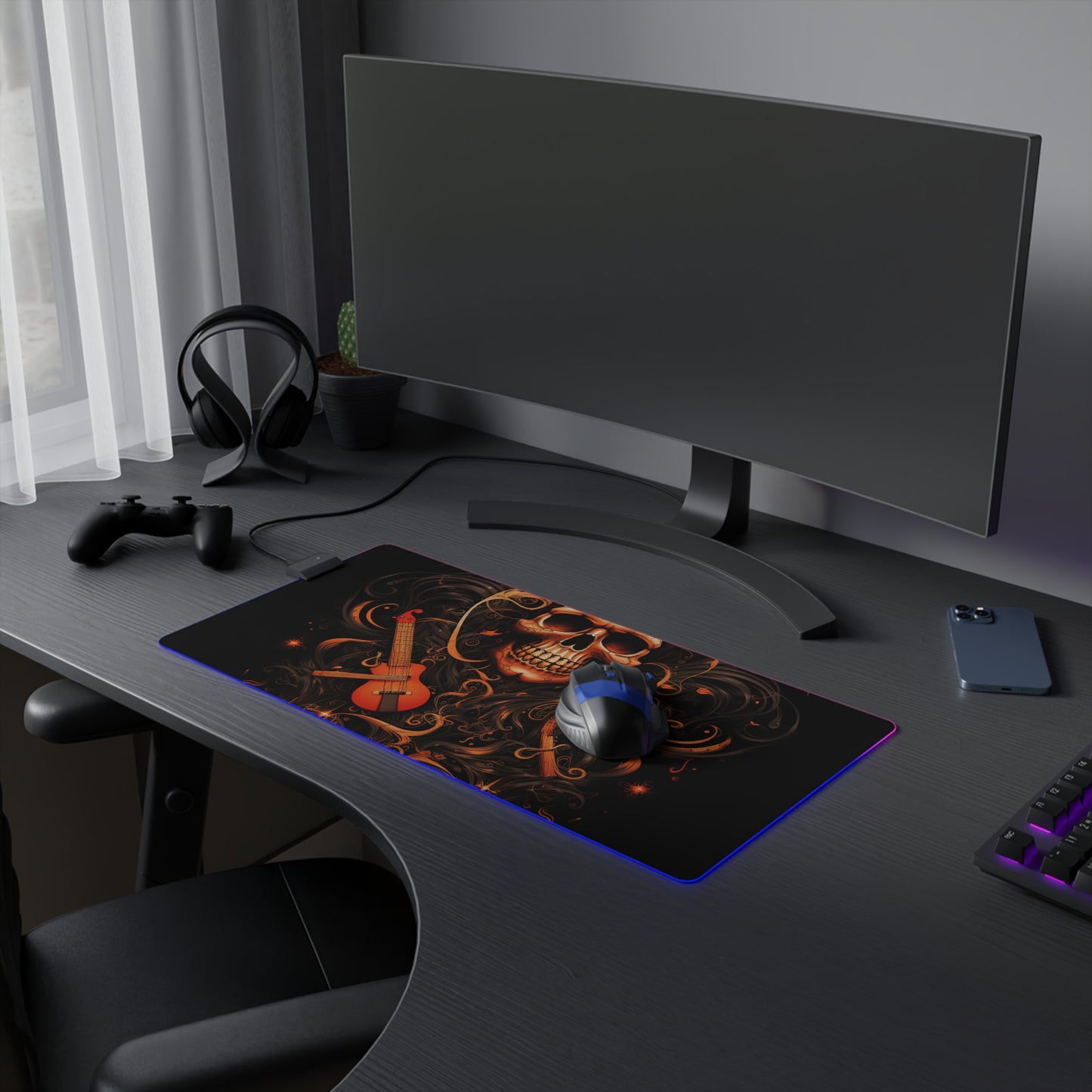 LED Gaming Mouse Pad Skull Treble Clef 4