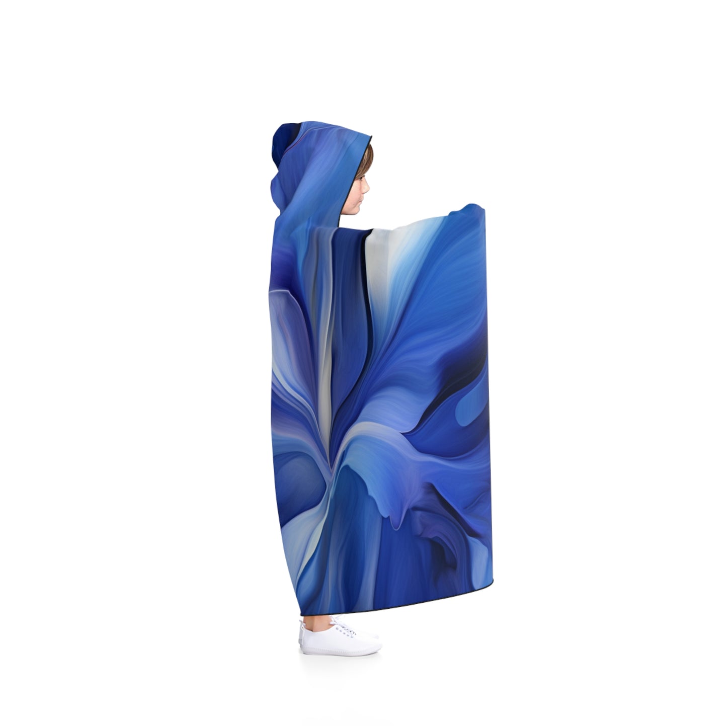 Hooded Blanket Abstract Blue Tulip 3