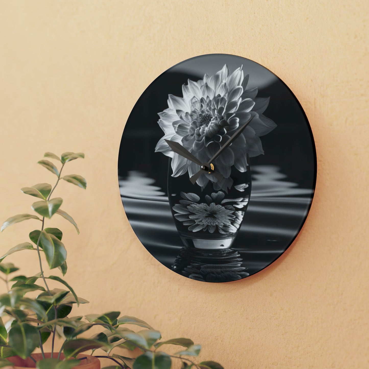 Acrylic Wall Clock White Dahlia 4