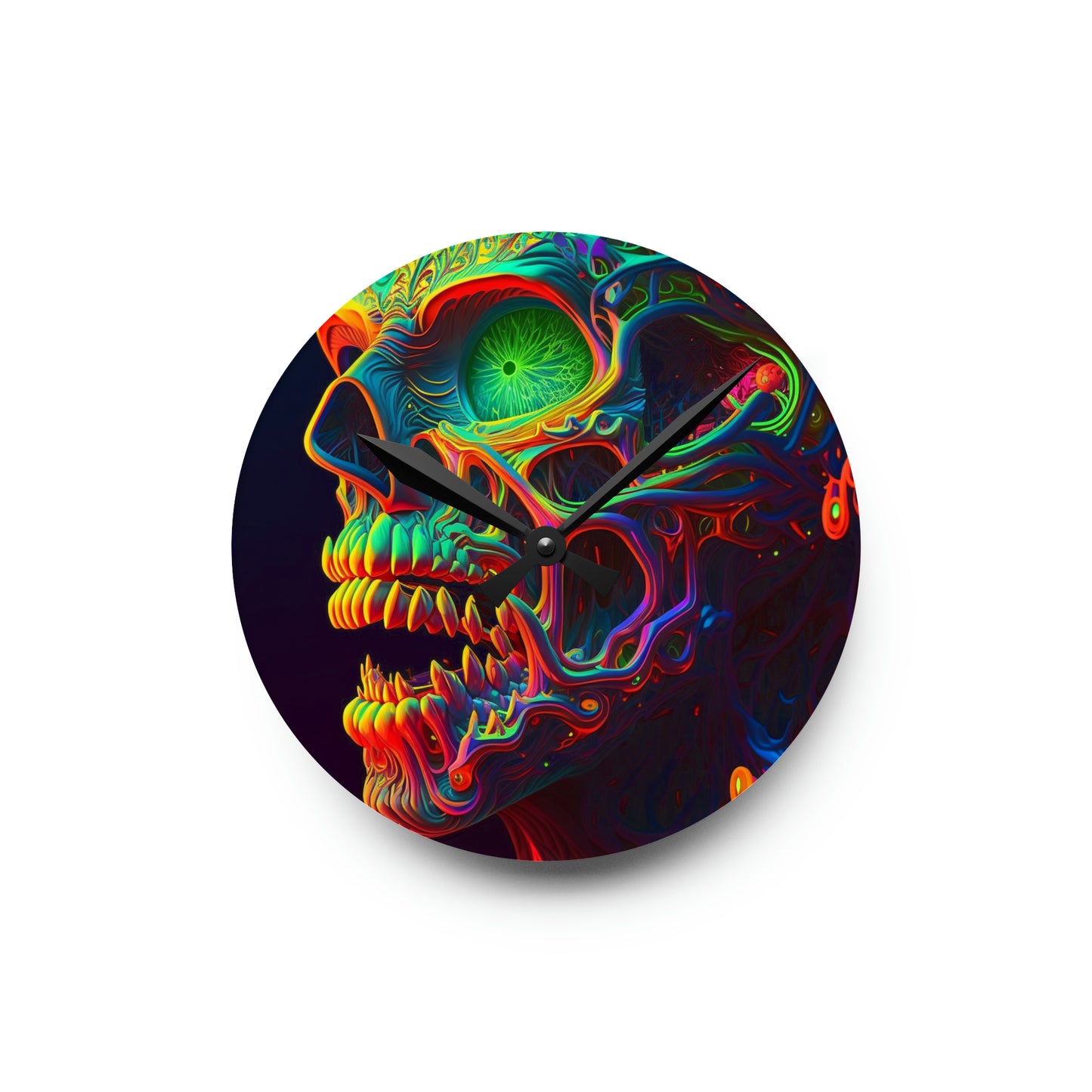 Acrylic Wall Clock Florescent Skull Death 1