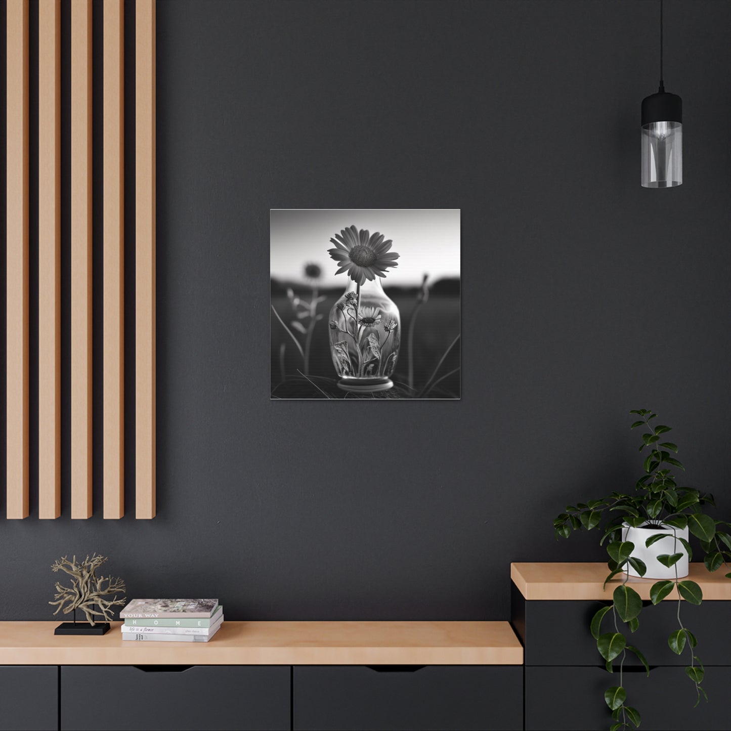 Canvas Gallery Wraps Yellw Sunflower in a vase 2