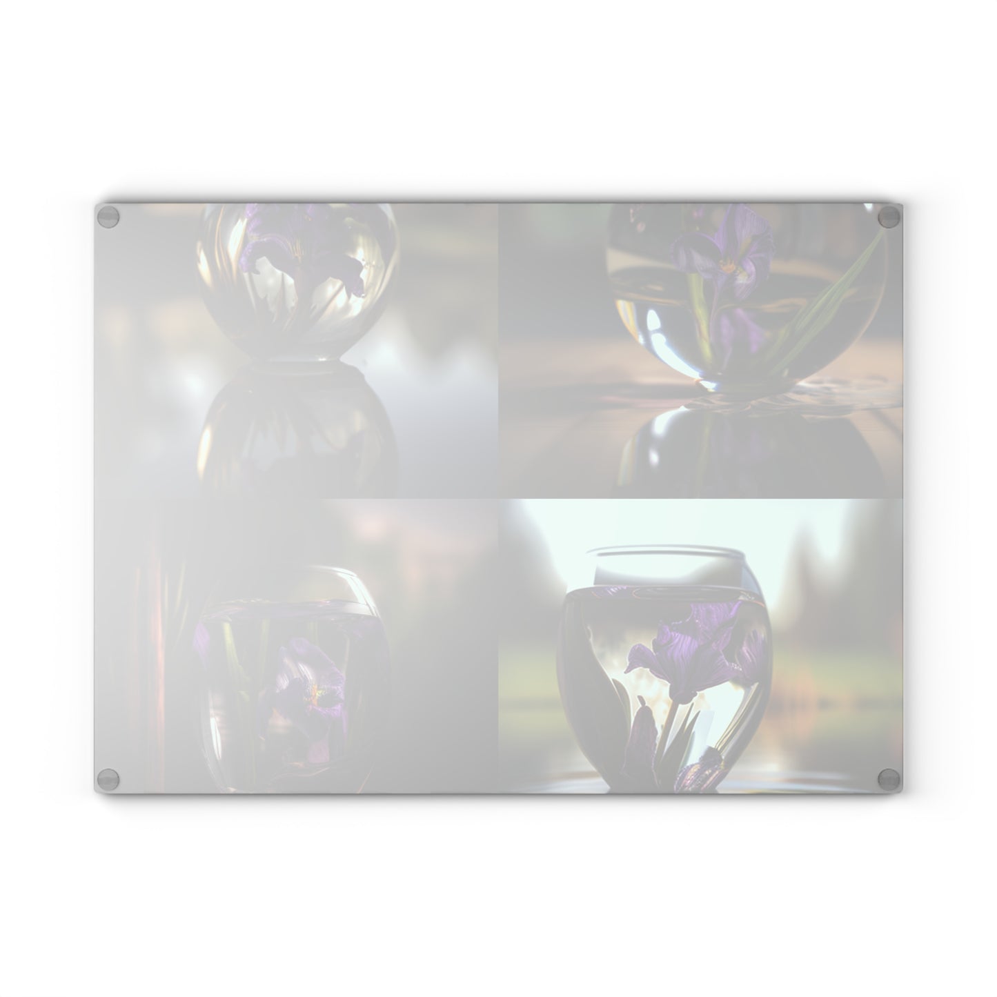 Glass Cutting Board Purple Iris in a vase 5