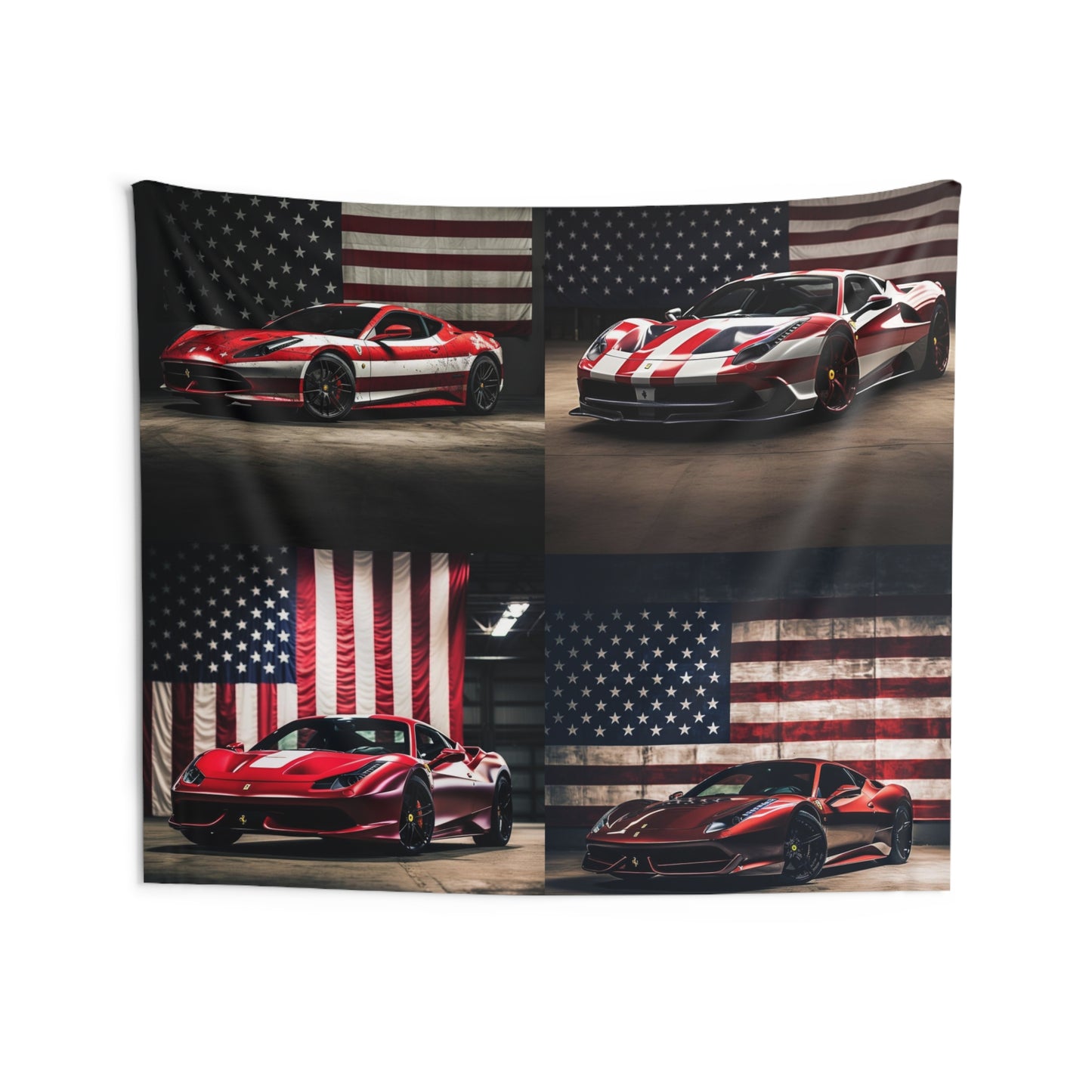 Indoor Wall Tapestries American Flag Background Ferrari 5