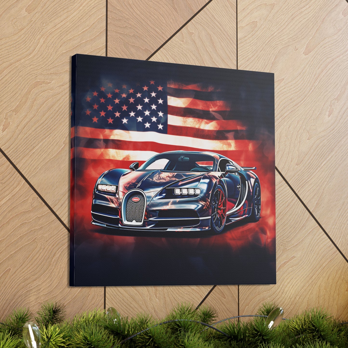 Canvas Gallery Wraps Abstract American Flag Background Bugatti 4