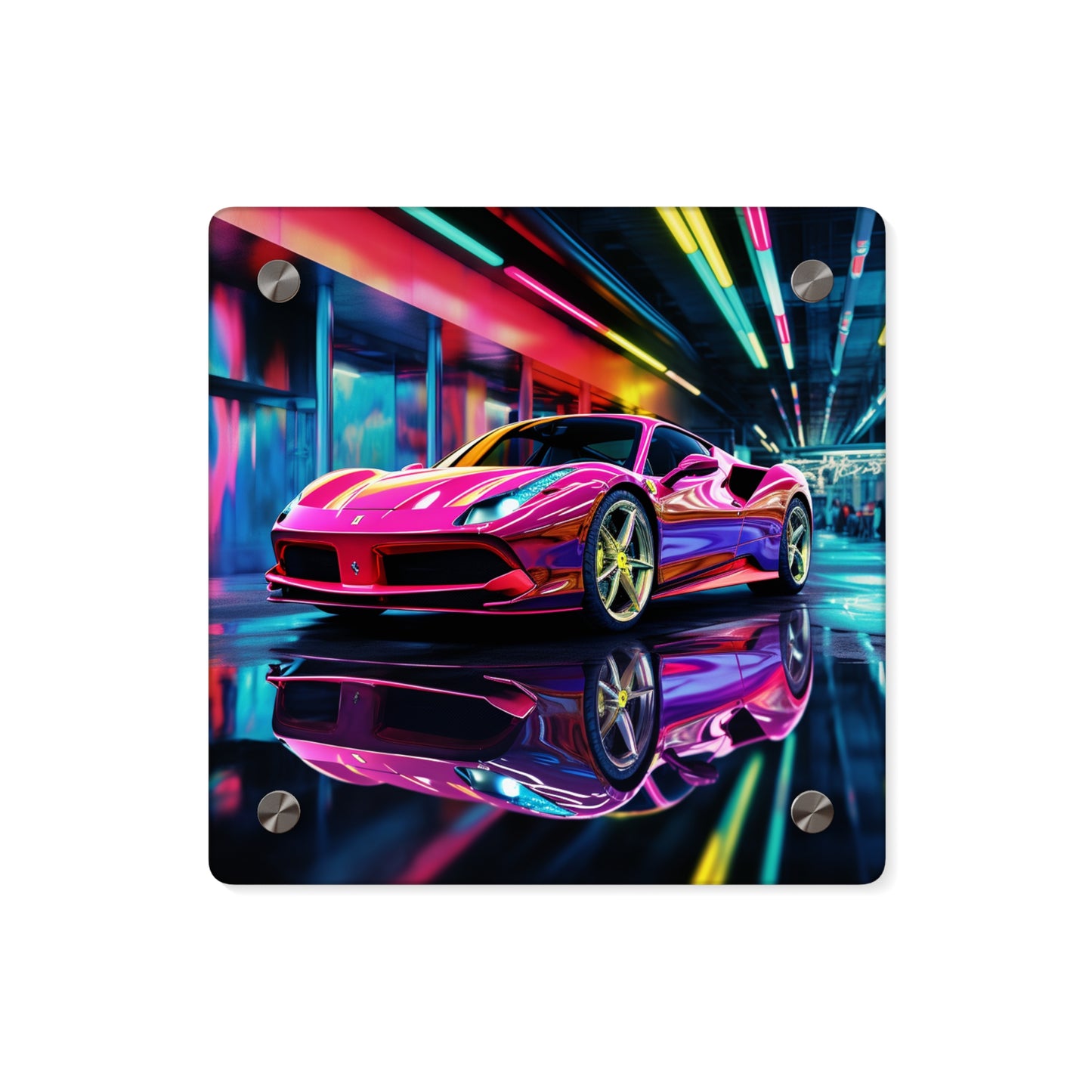 Acrylic Wall Art Panels Pink Macro Ferrari 4