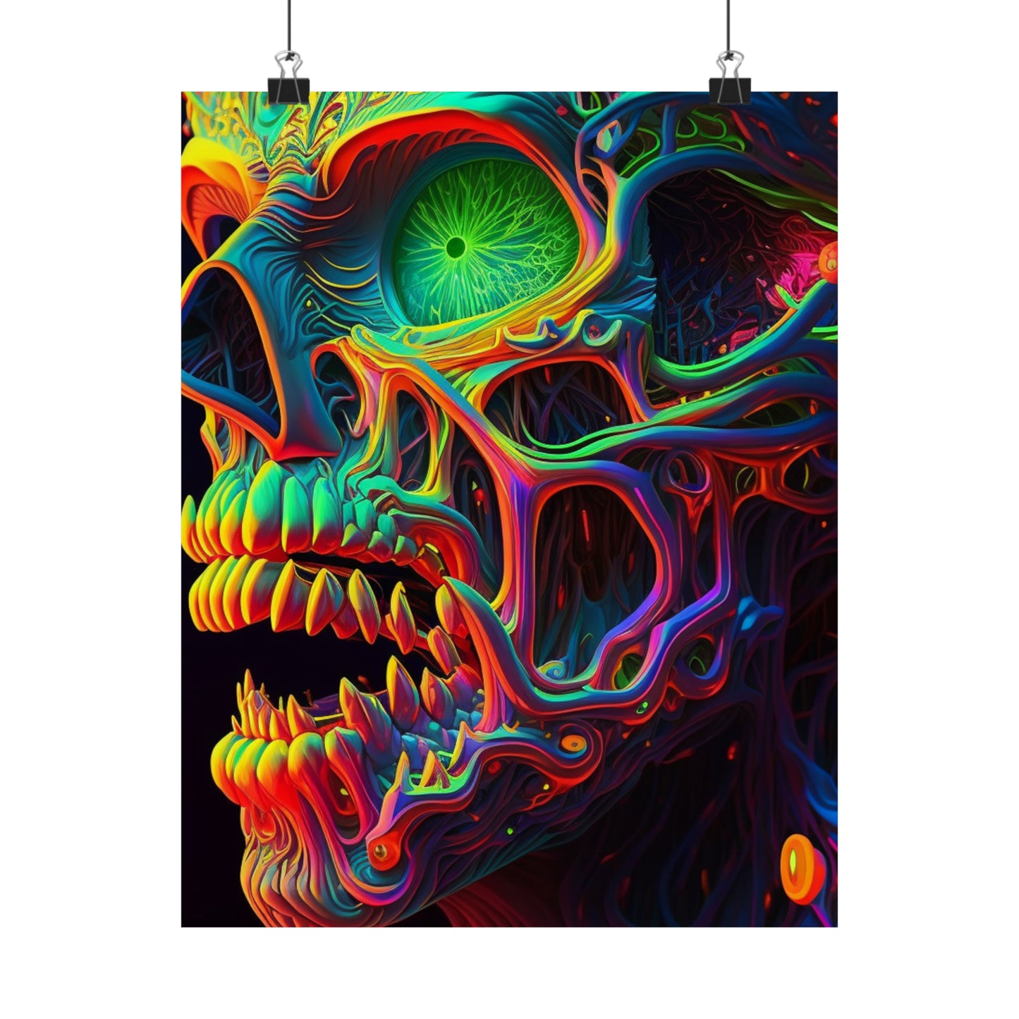 Premium Matte Vertical Posters Florescent Skull Death 1