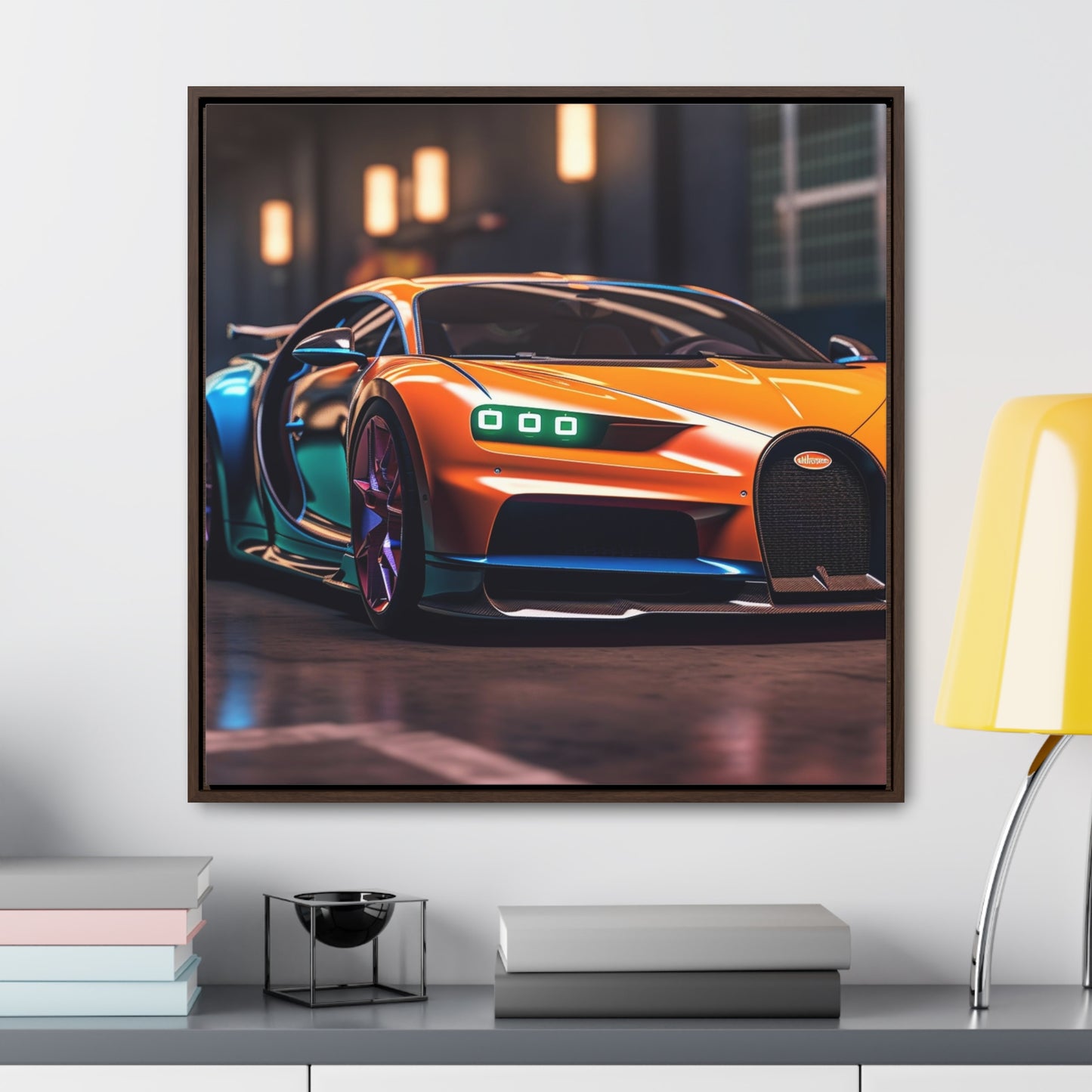 Gallery Canvas Wraps, Square Frame Hyper Bugatti Neon Chiron 1