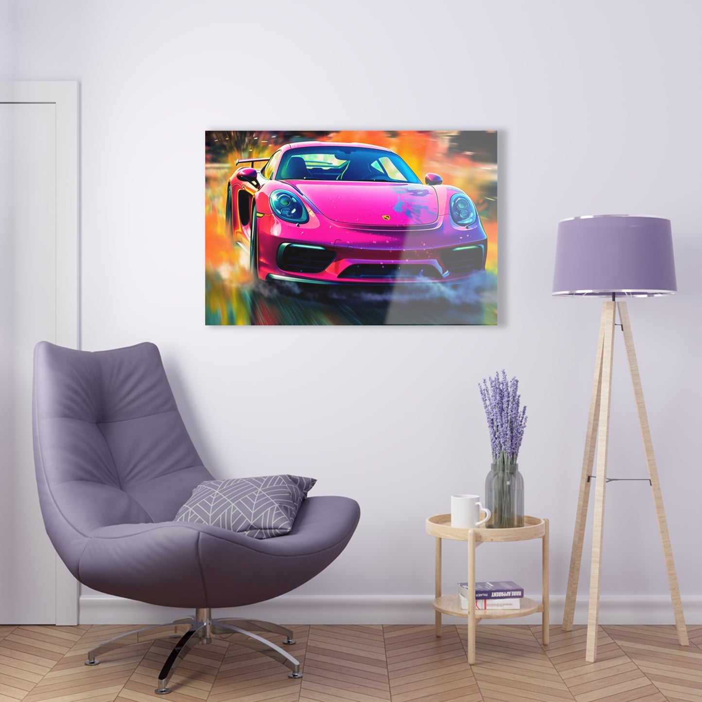 Acrylic Prints Pink Porsche water fusion 4