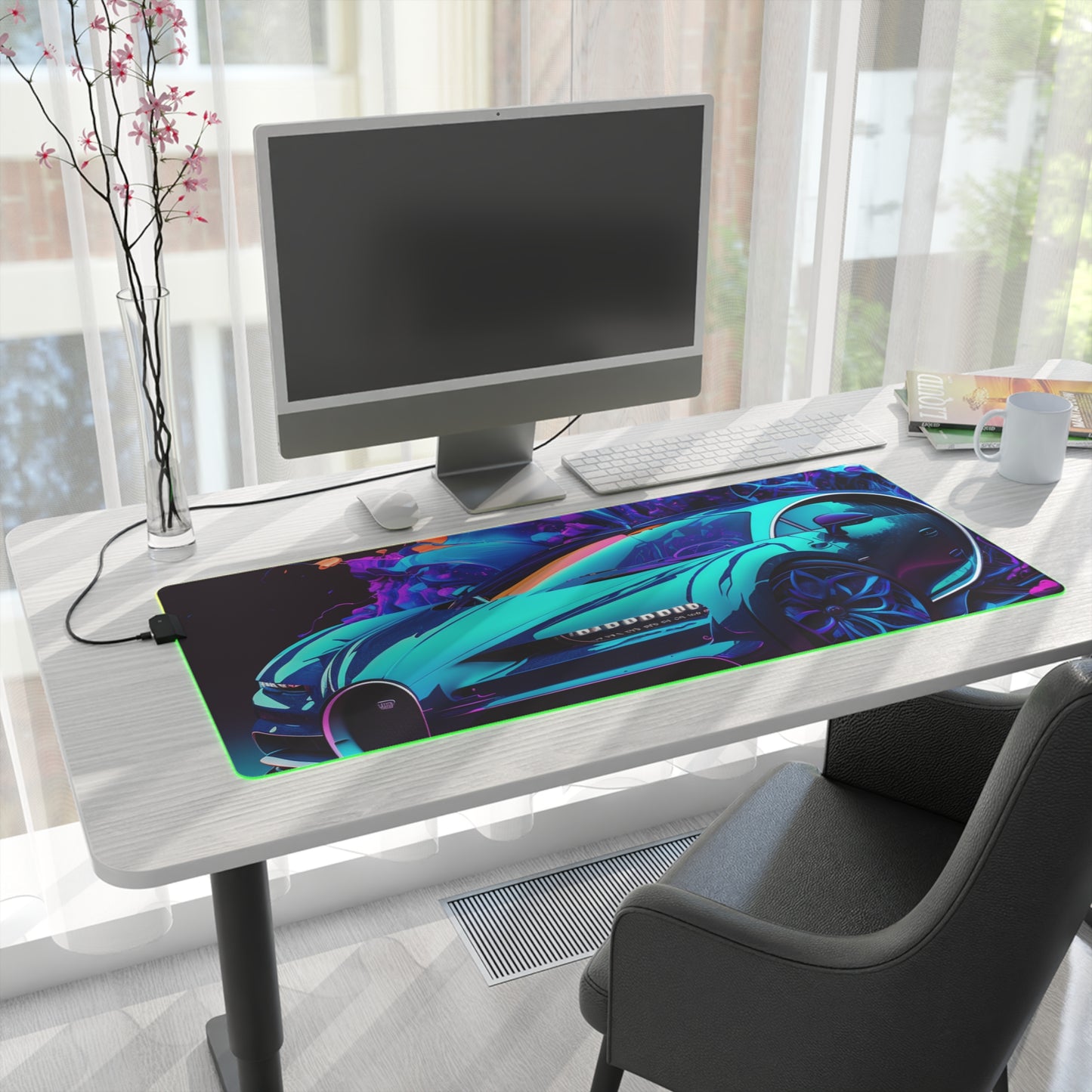 LED Gaming Mouse Pad Bugatti Neon Chiron 3