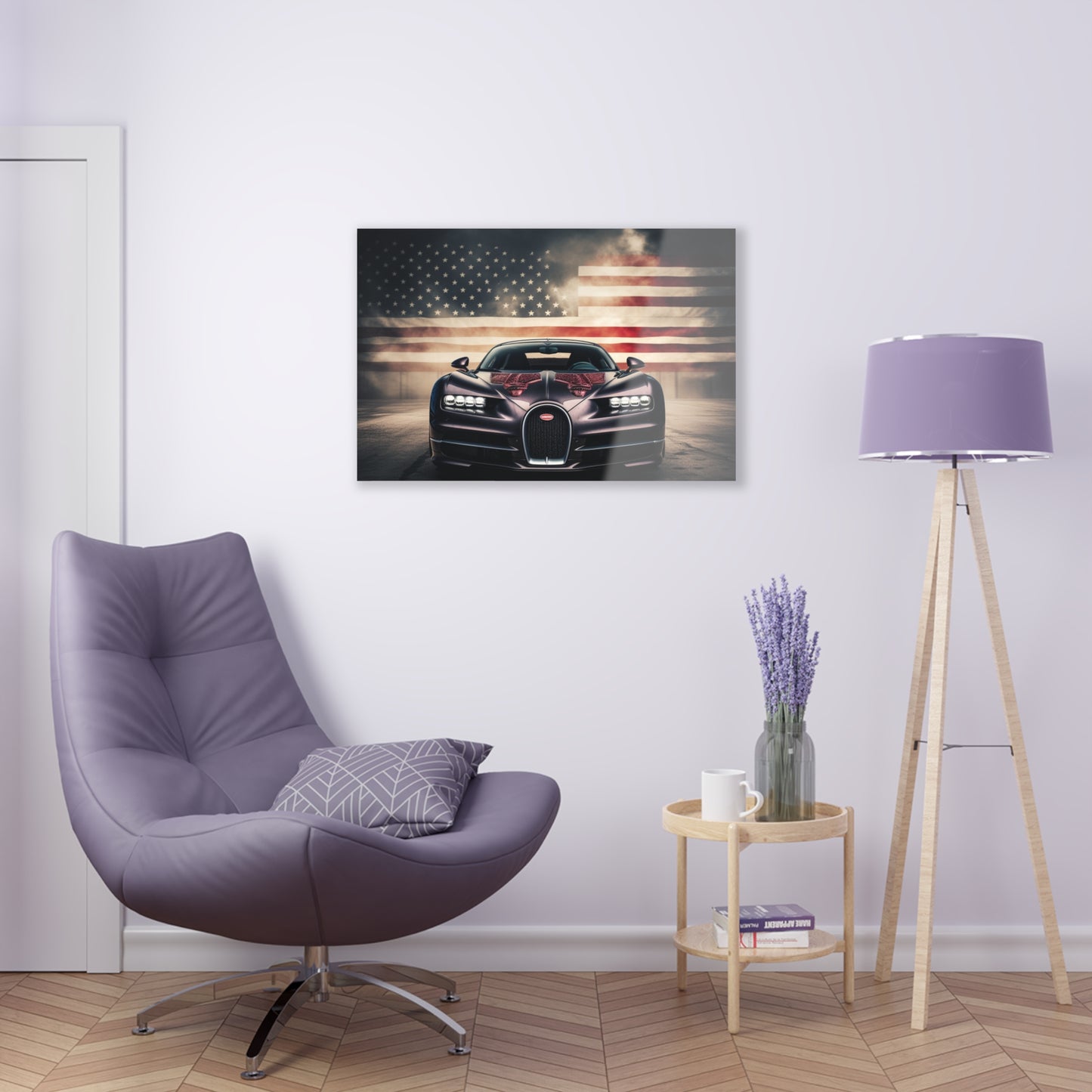 Acrylic Prints American Flag Background Bugatti 2