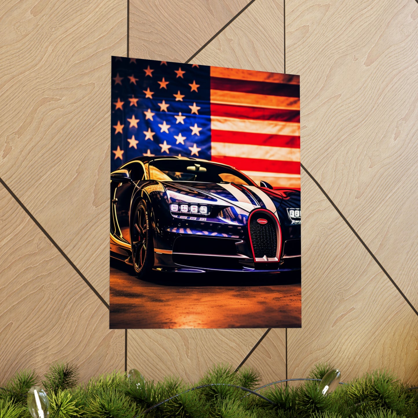 Premium Matte Vertical Posters Macro Bugatti American Flag 4