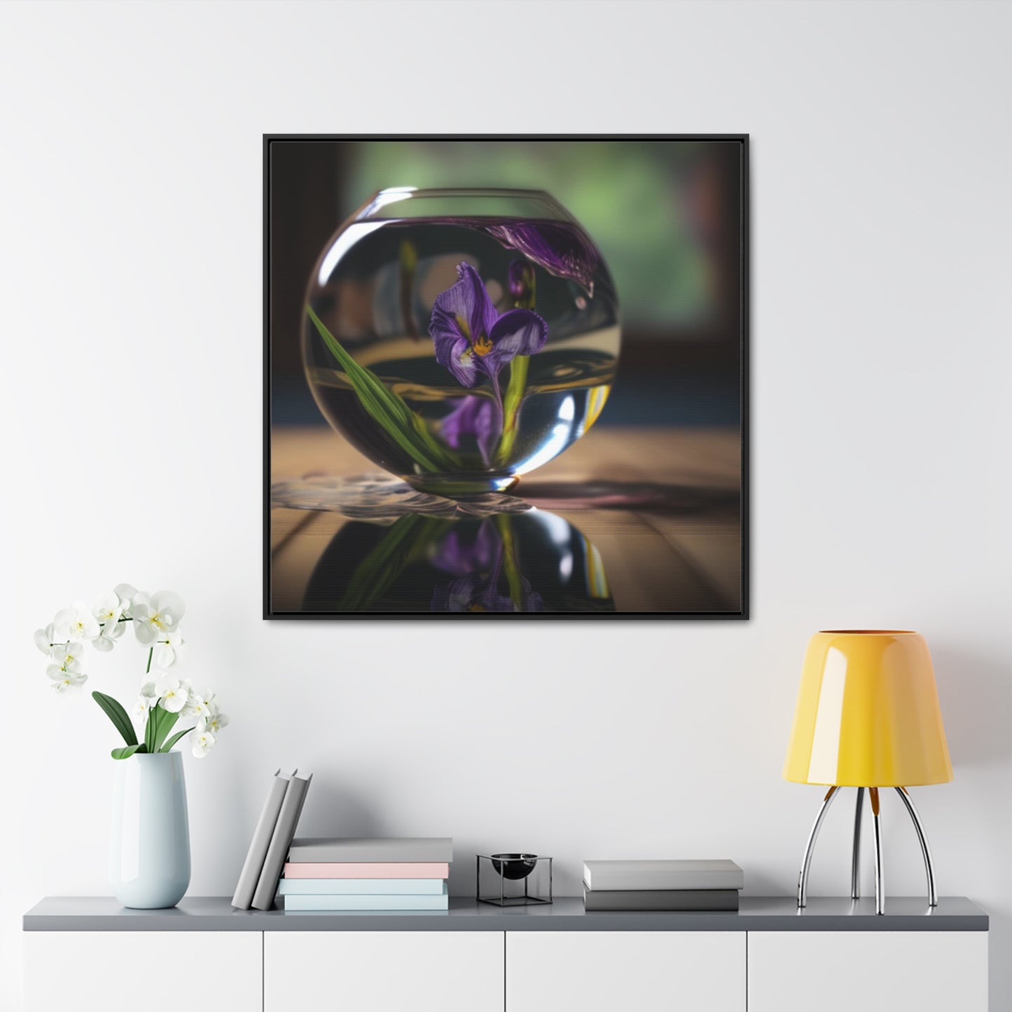 Gallery Canvas Wraps, Square Frame Purple Iris in a vase 1